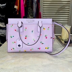 Never used purple wildflower Kate Spade bag with detachable crossbody strap